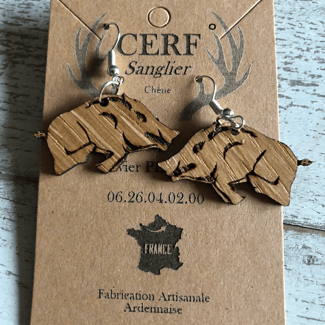 Boucles d'oreilles Sanglier Ardennais 